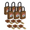 SafeKey-Vorhängeschlösser – kompakt, Braun, KD - Verschiedenschließende Schlösser, Kunststoff, 25.40 mm, 6 Stück / Box